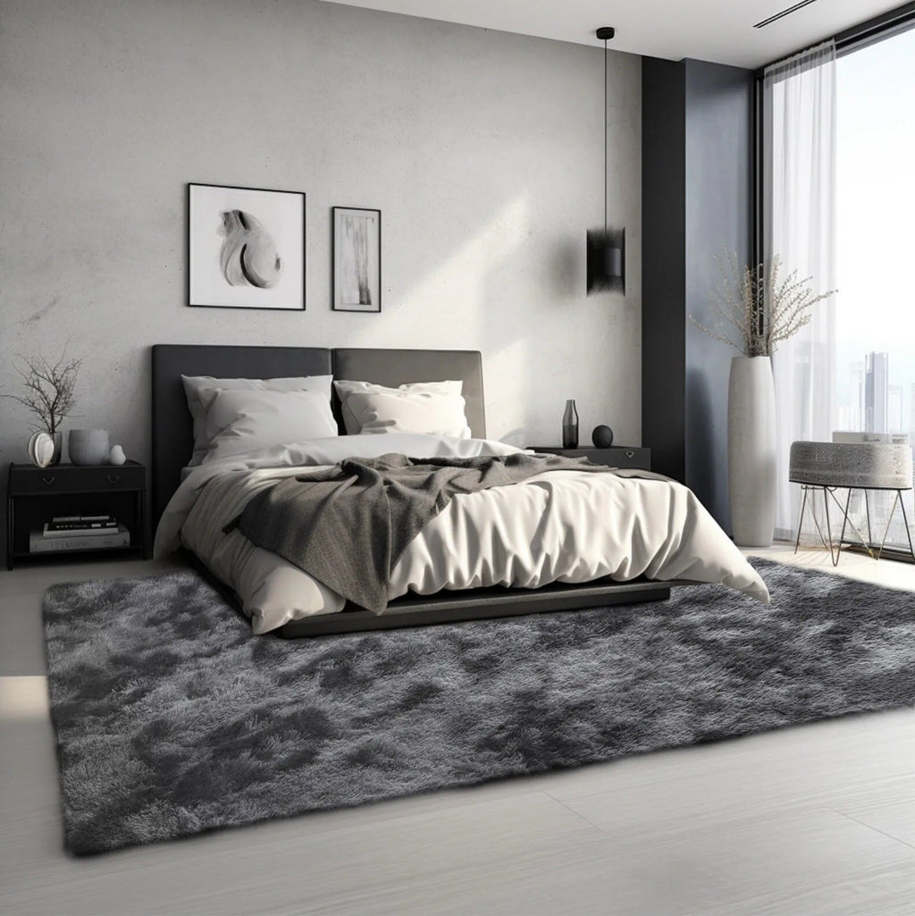 Dark Grey Fluffy Rug
