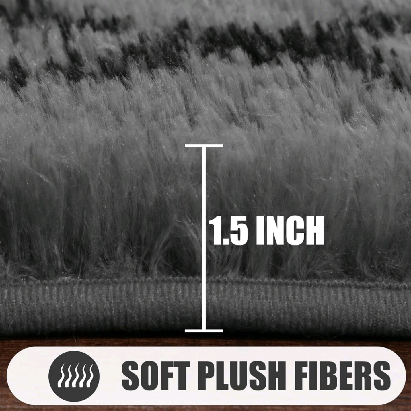 Grey & Black Fluffy Rug