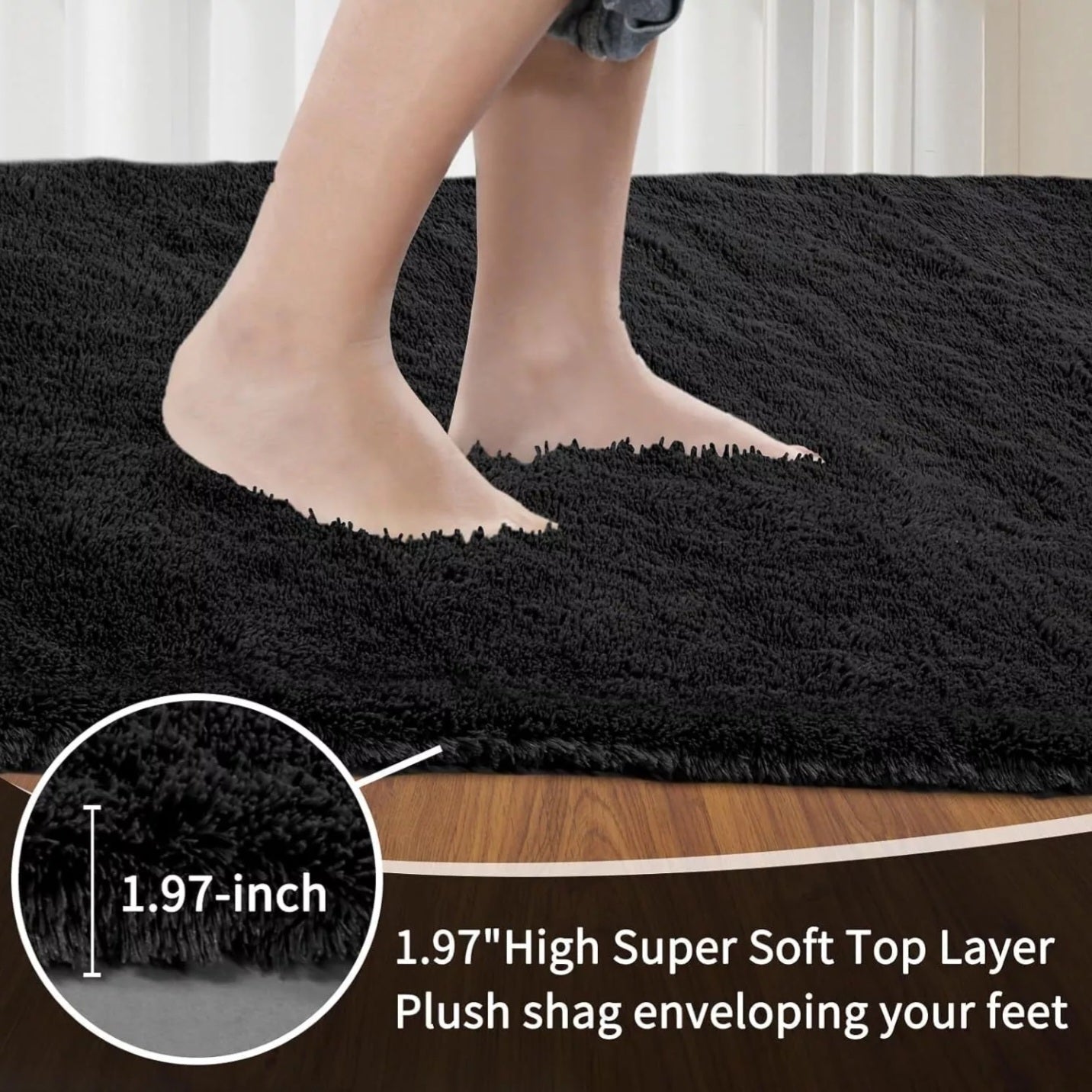 Black Fluffy Rug