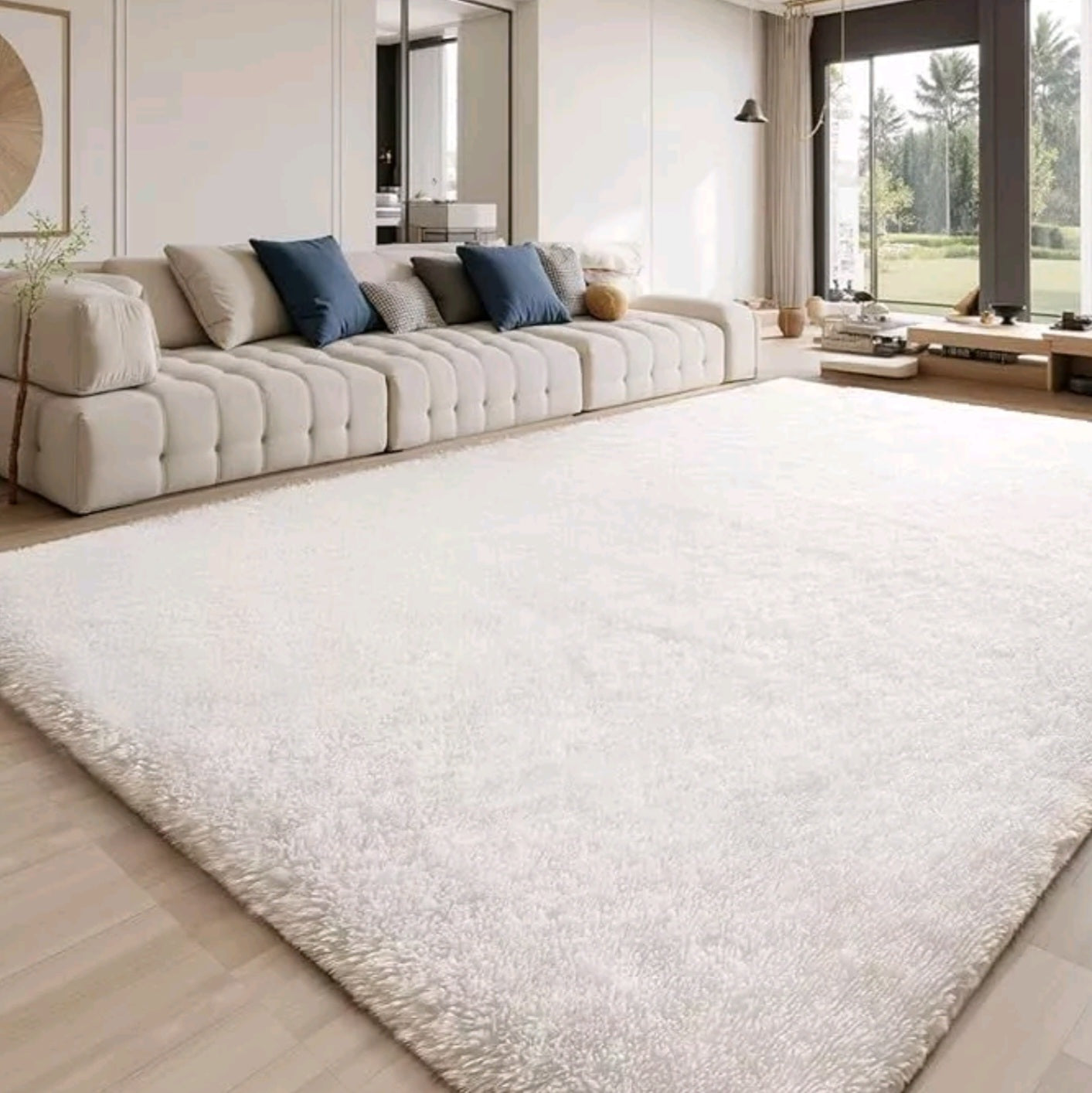 Ivory Fluffy Rug