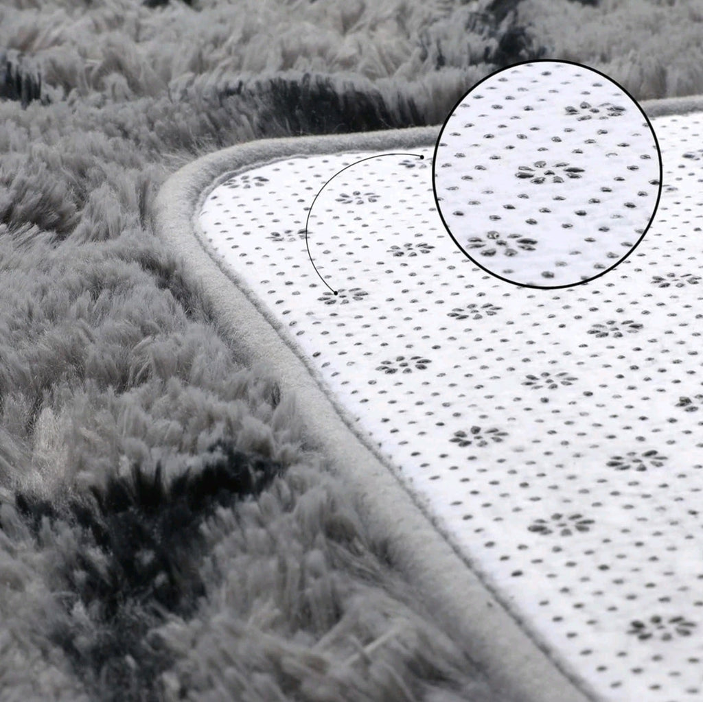 Grey & Black Fluffy Rug