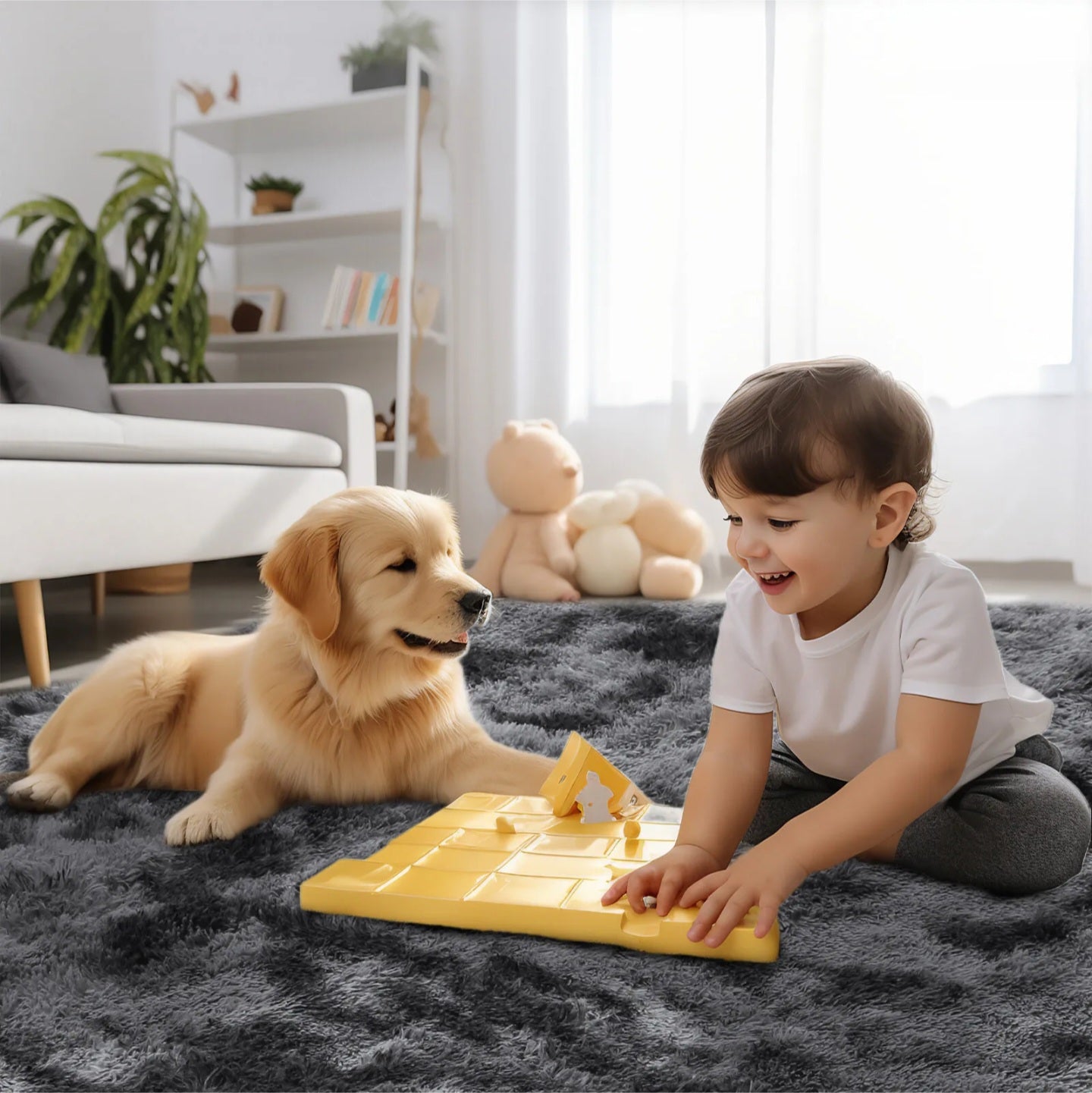 Dark Grey Fluffy Rug