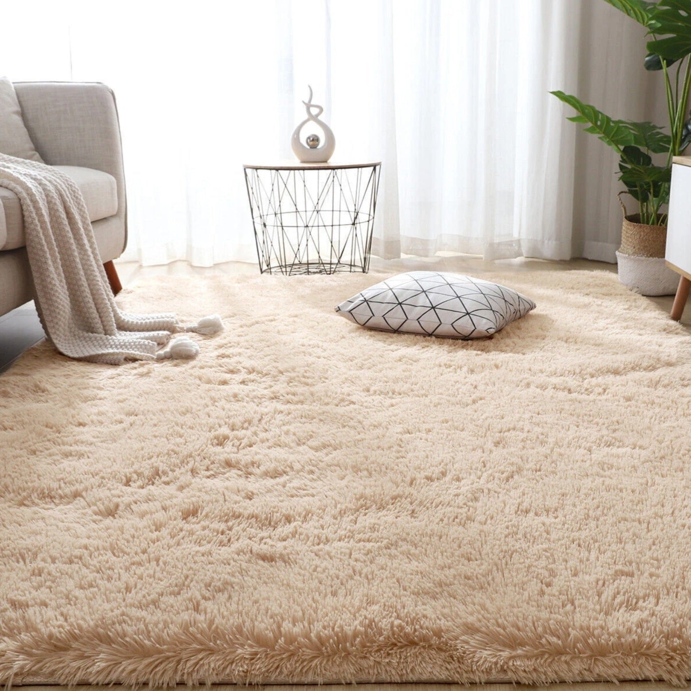 Camel Fluffy Rug
