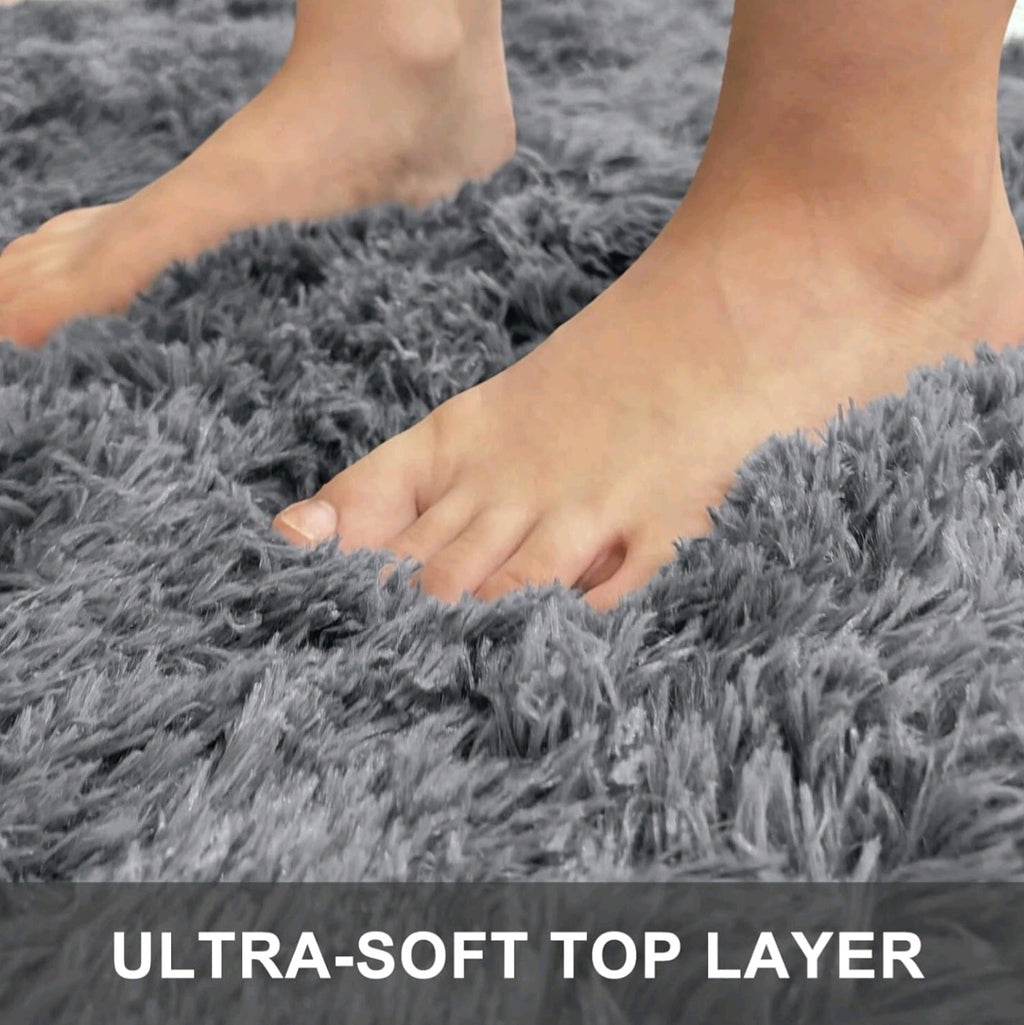 Pure Grey Fluffy Rug