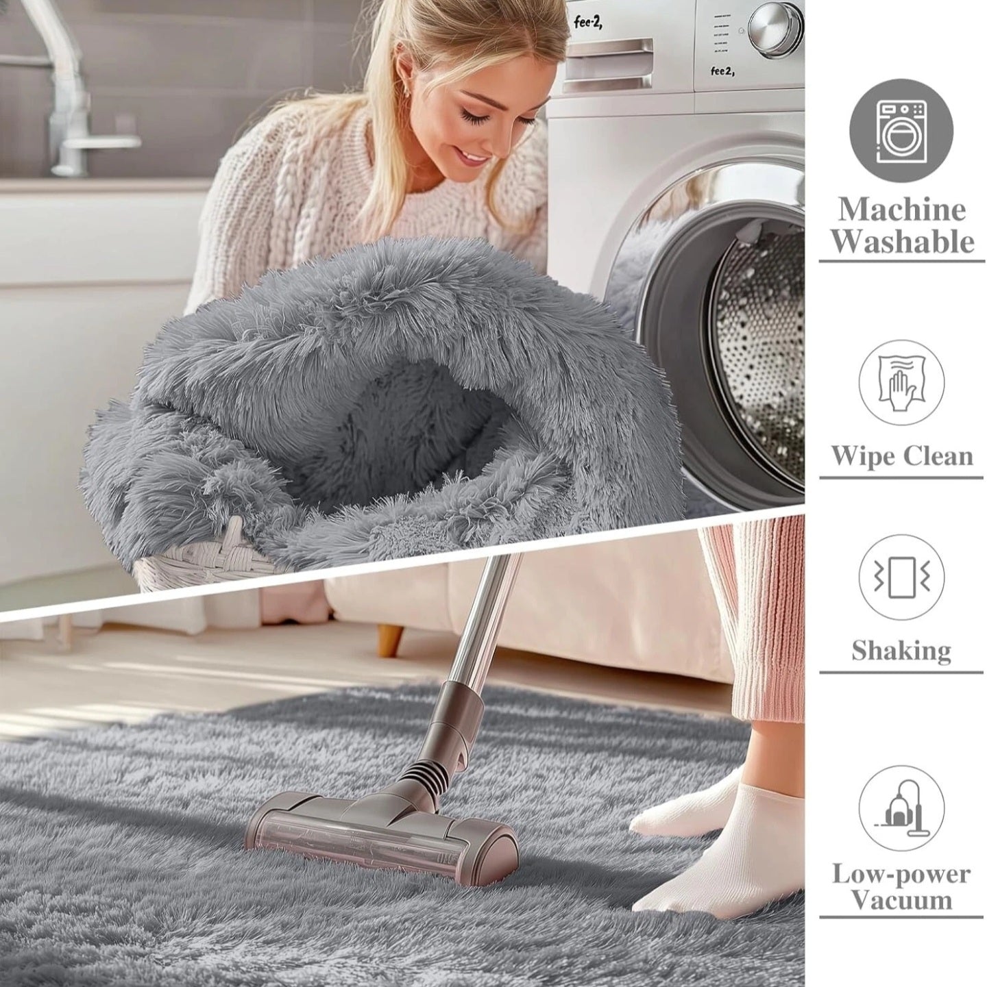 Pure Grey Fluffy Rug