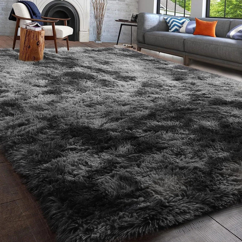 Dark Grey Fluffy Rug