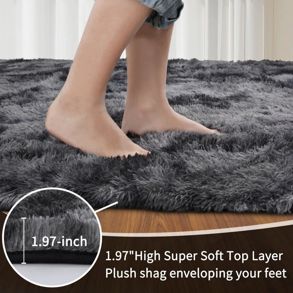 Dark Grey Fluffy Rug