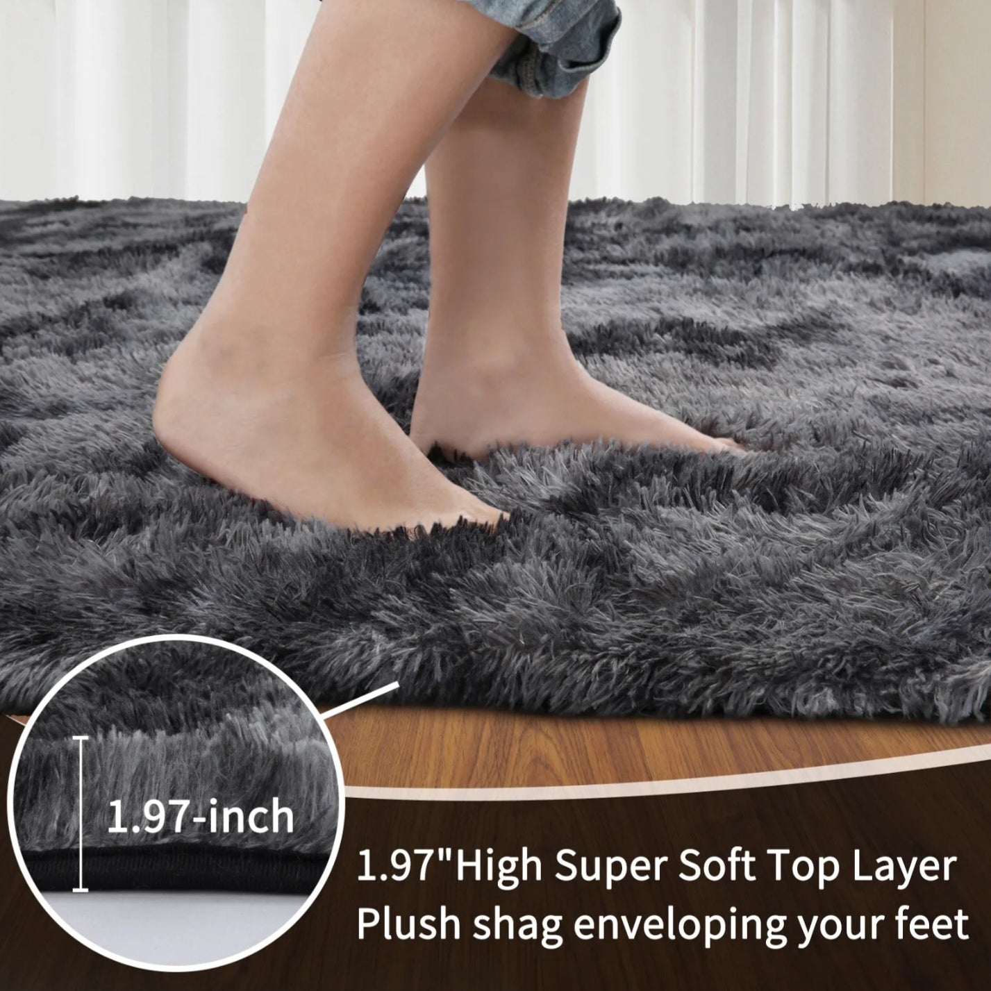 Dark Grey Fluffy Rug
