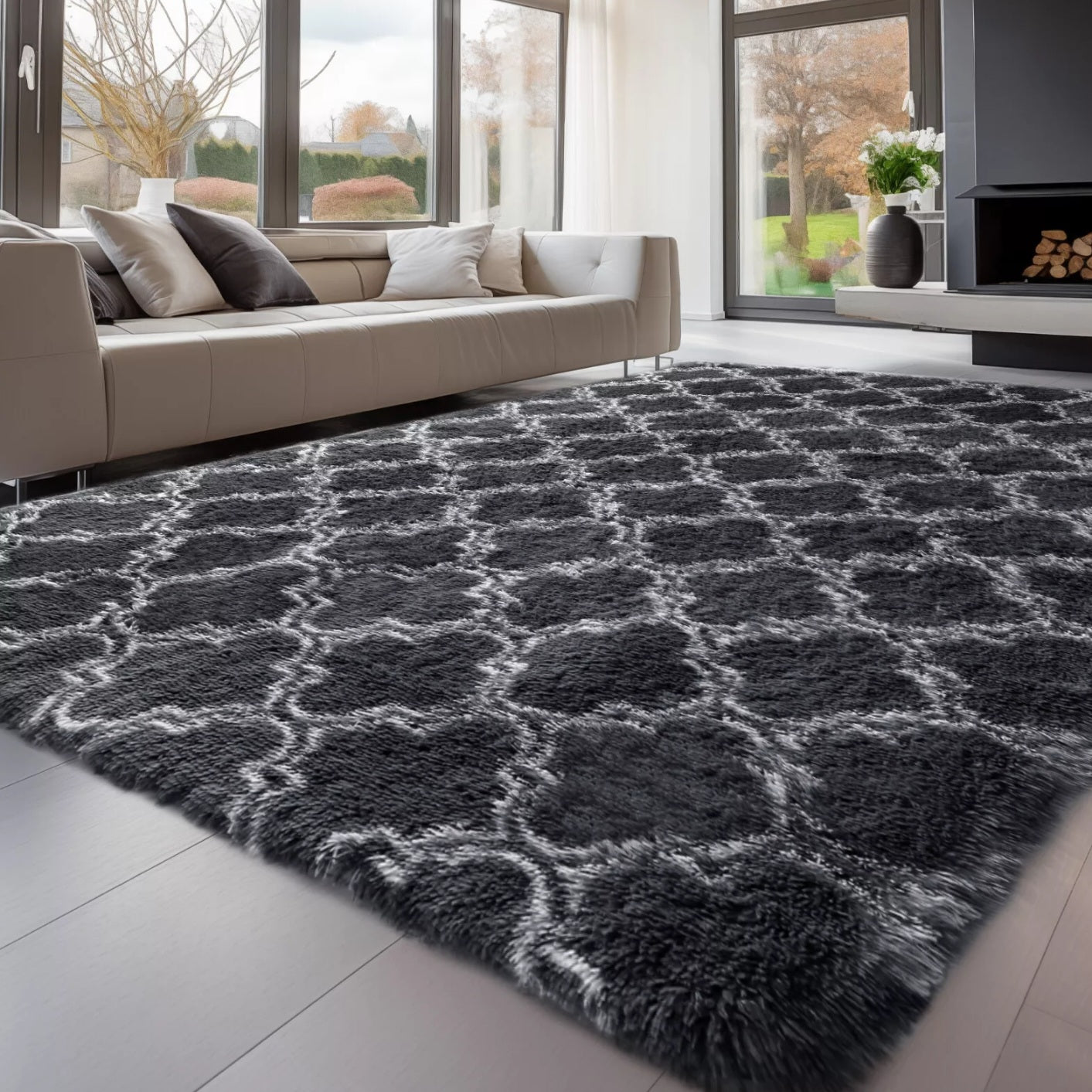 Geometric Morrocan Fluffy Rug