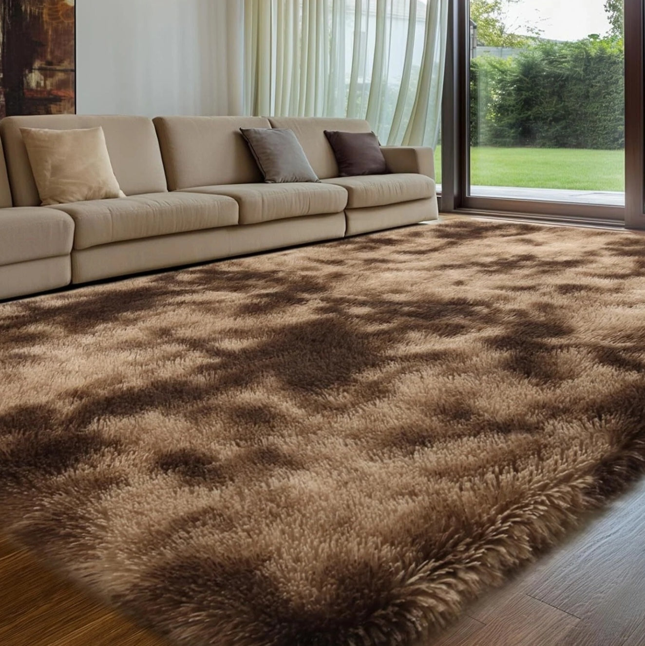 Brown Fluffy Rug