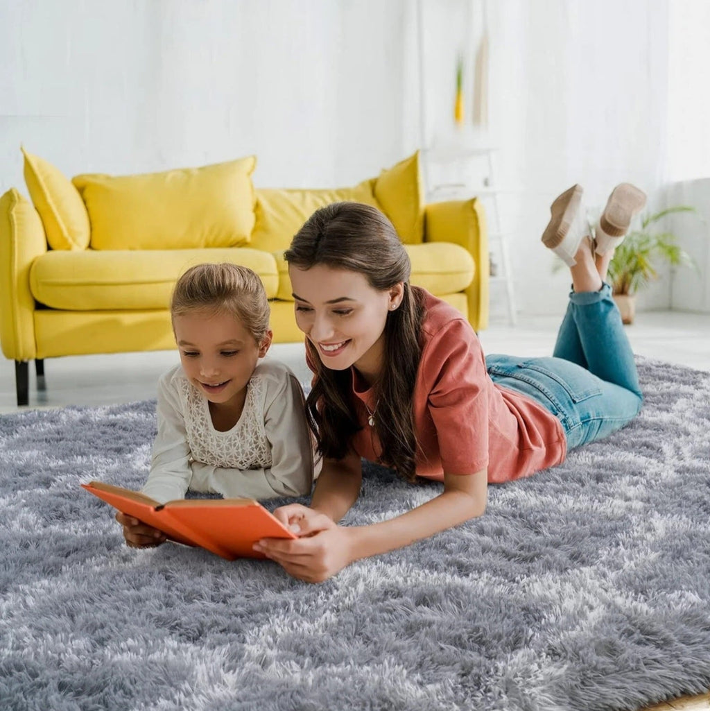 Light Geometric Morrocan Fluffy Rug