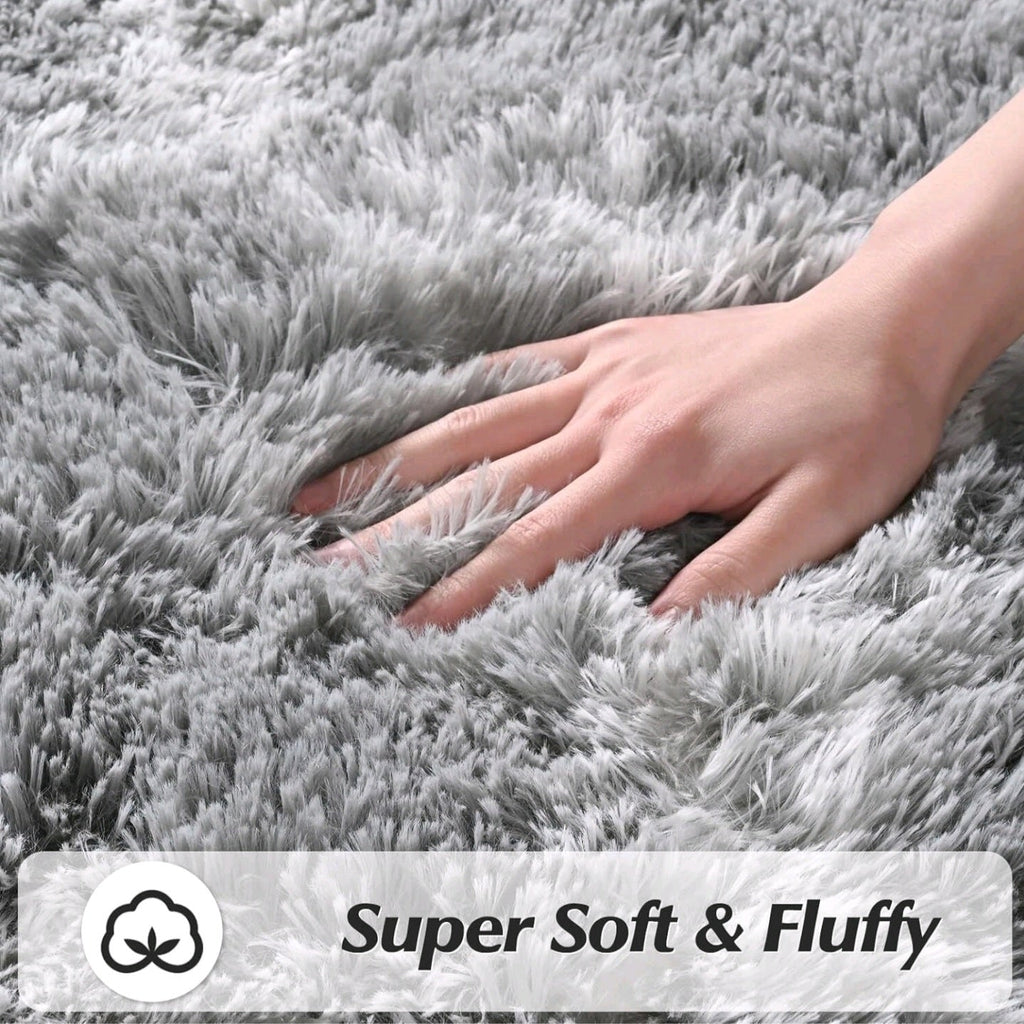 Light Geometric Morrocan Fluffy Rug