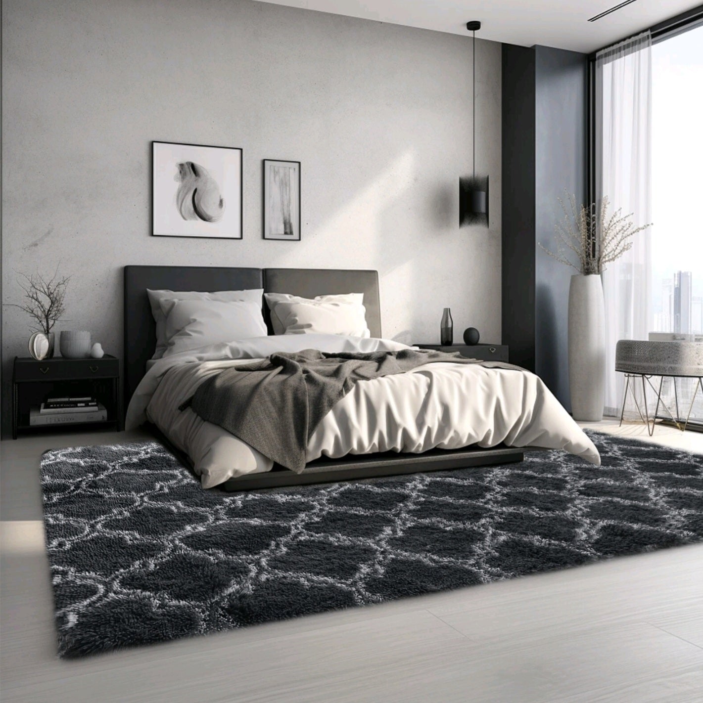 Geometric Morrocan Fluffy Rug