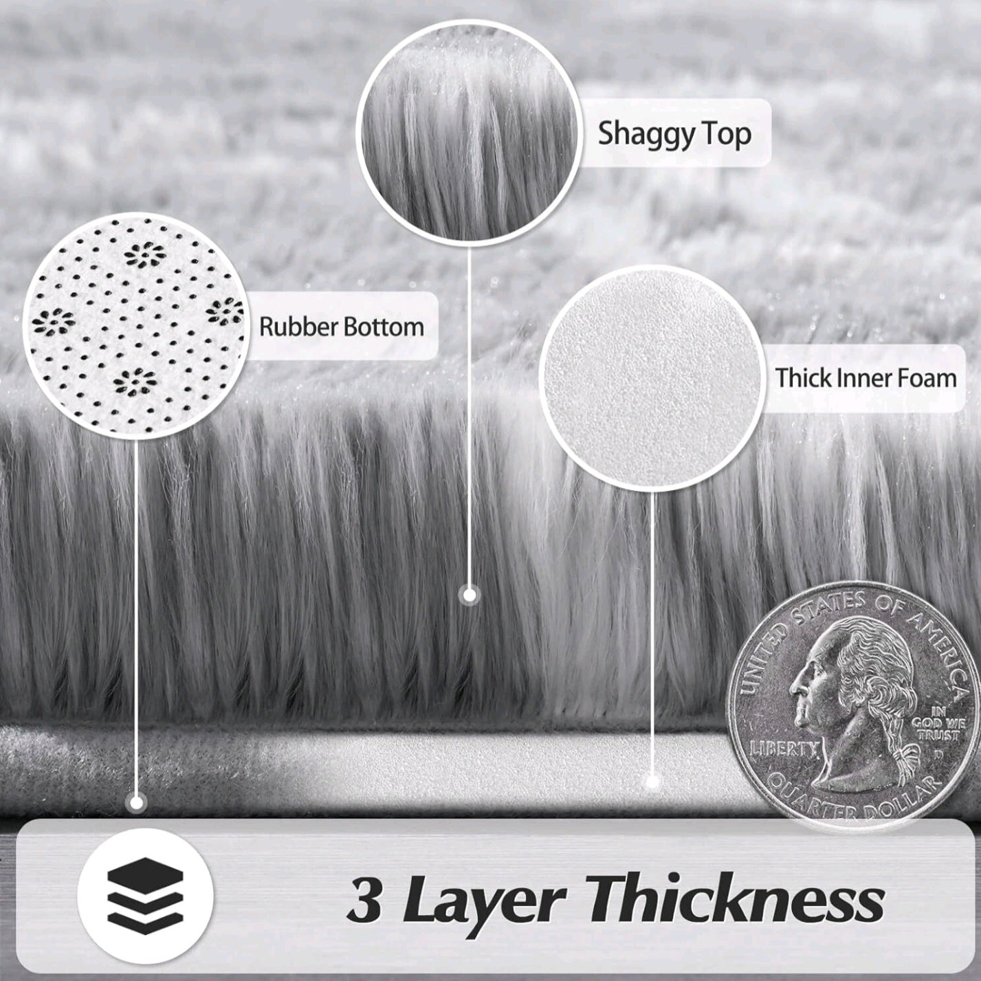 Light Geometric Morrocan Fluffy Rug