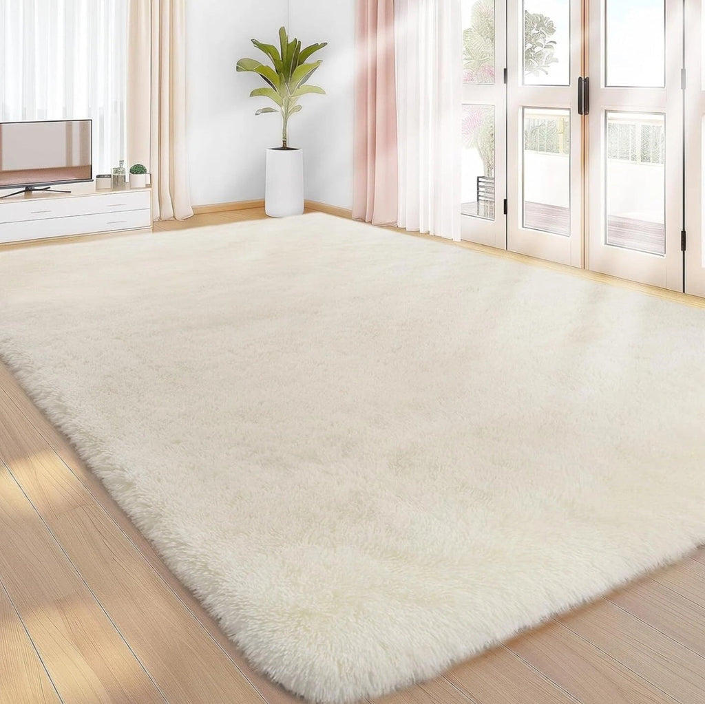 Beige Fluffy Rug