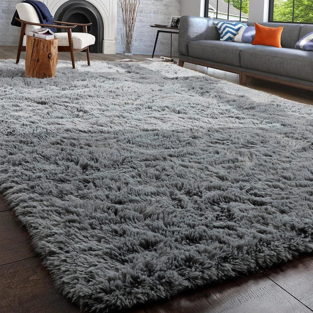 Pure Grey Fluffy Rug