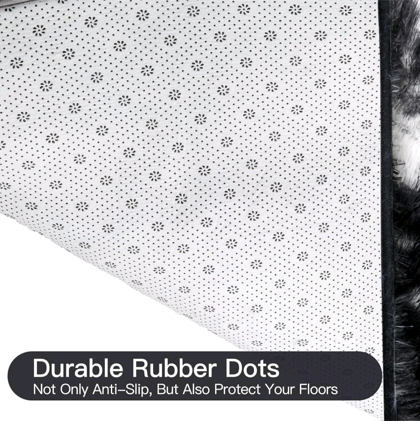 Black White Grey Fluffy Rug